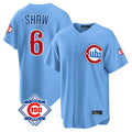 Ndoa C.Cubs #6 Matt Shaw Player Light Blue 150th Anniversary Home Game Stitched Jerseys