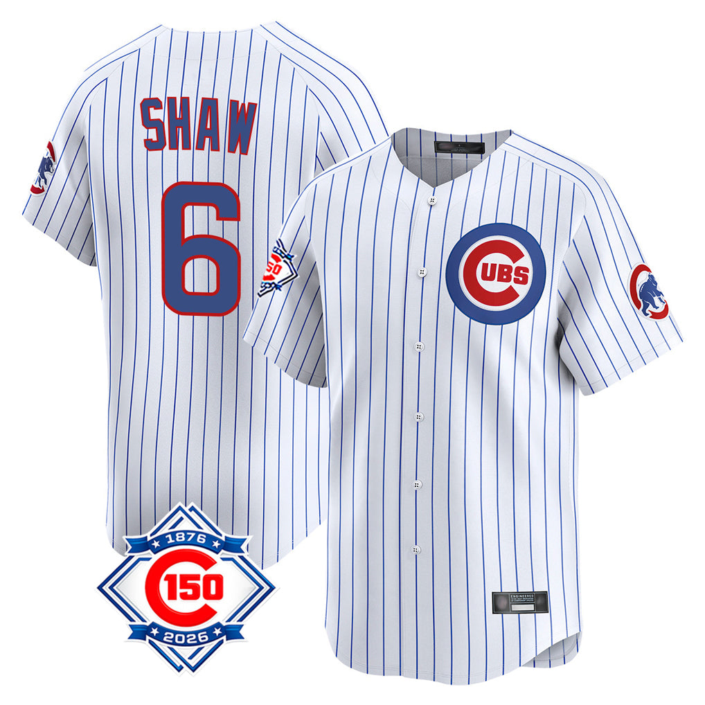 Ndoa C.Cubs #6 Matt Shaw Player White 150th Anniversary Limited Home Game Stitched Jerseys