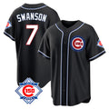 Ndoa C.Cubs #7 Dansby Swanson Player Black Fashion Out 150th Anniversary Game Stitched Jerseys