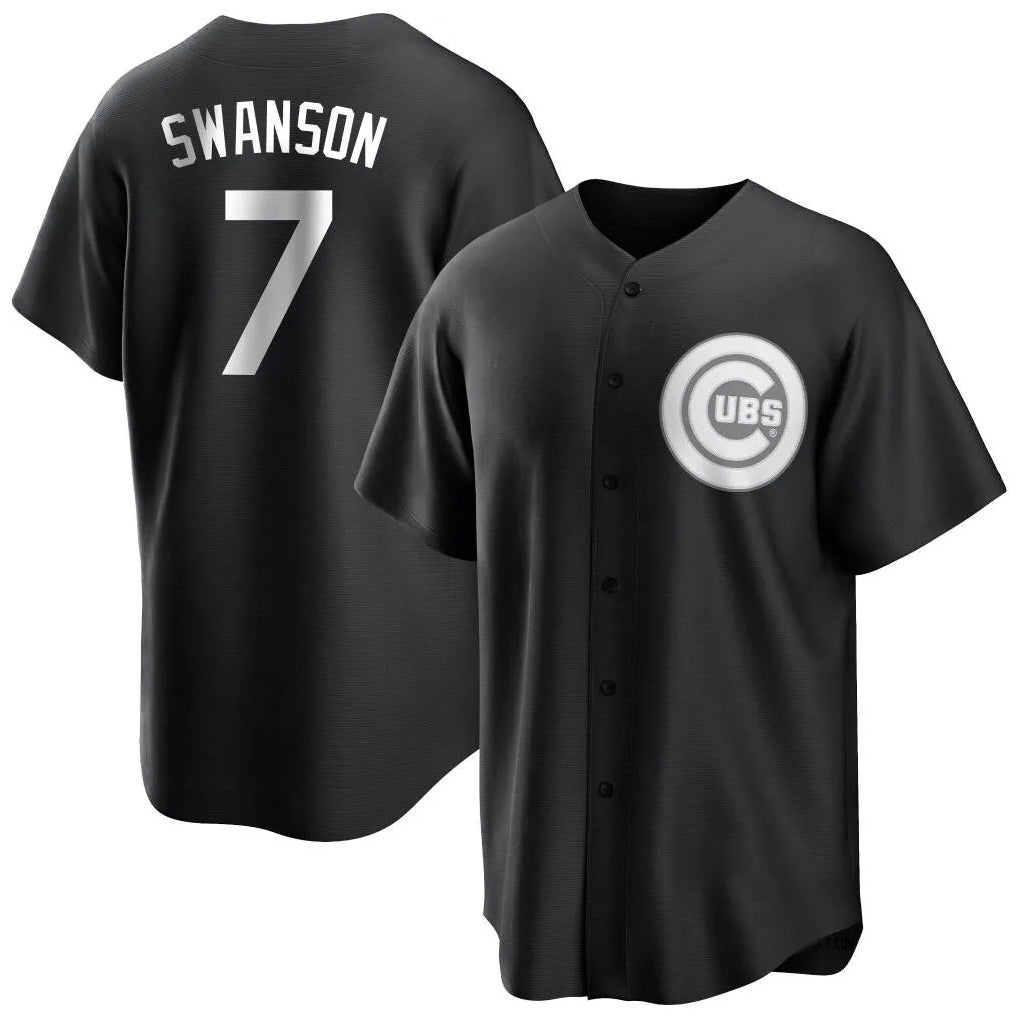 Ndoa C.Cubs #7 Dansby Swanson Player Black Game Stitched Jerseys
