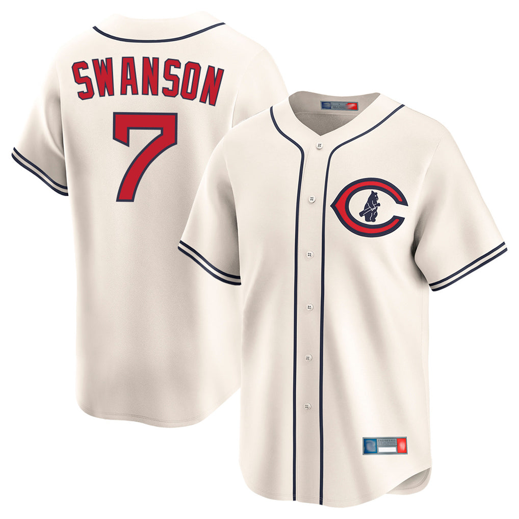 Ndoa C.Cubs #7 Dansby Swanson Player Cream Field of Dreams Limited Home Game Stitched Jerseys