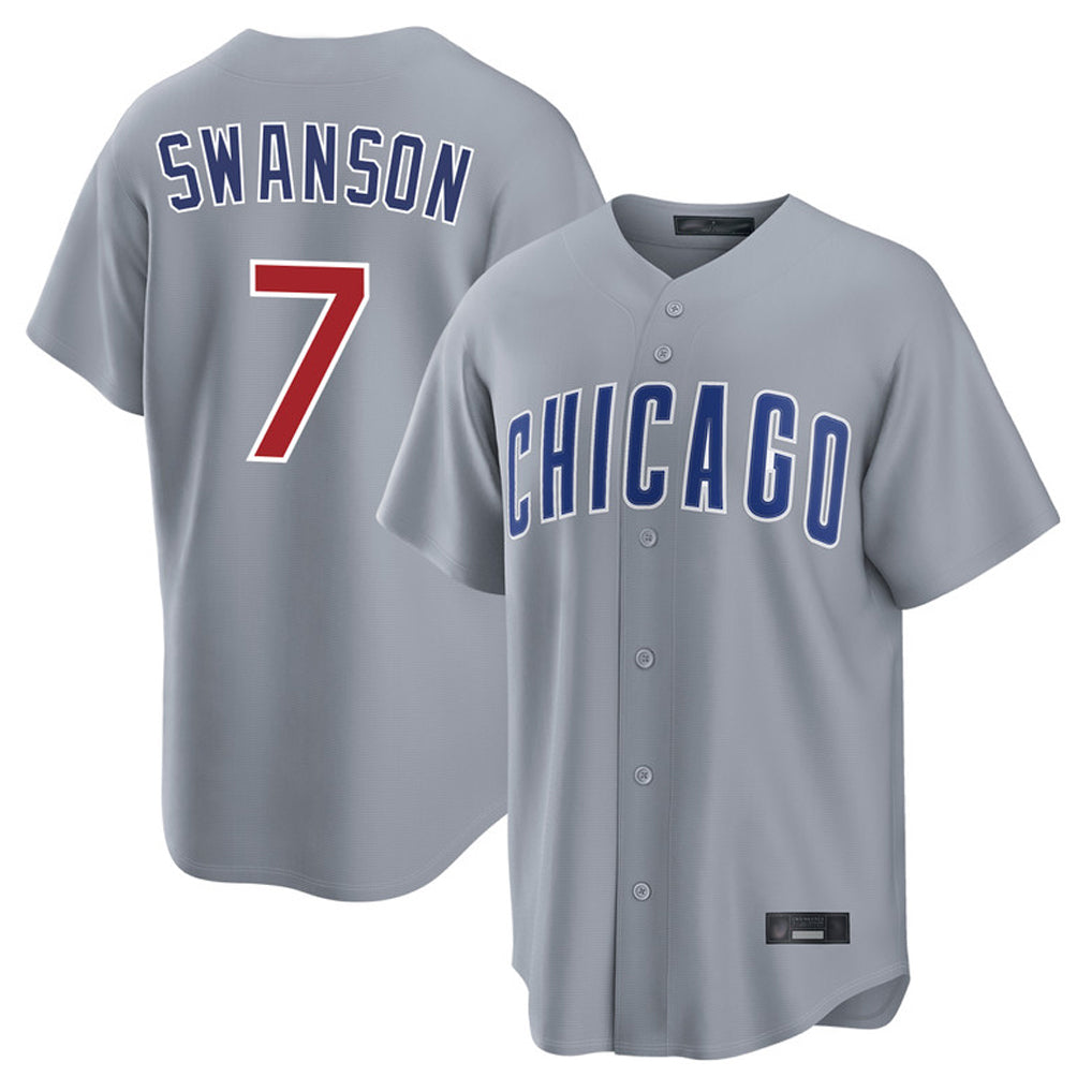 Ndoa C.Cubs #7 Dansby Swanson Player Gray Home Game Stitched Jerseys
