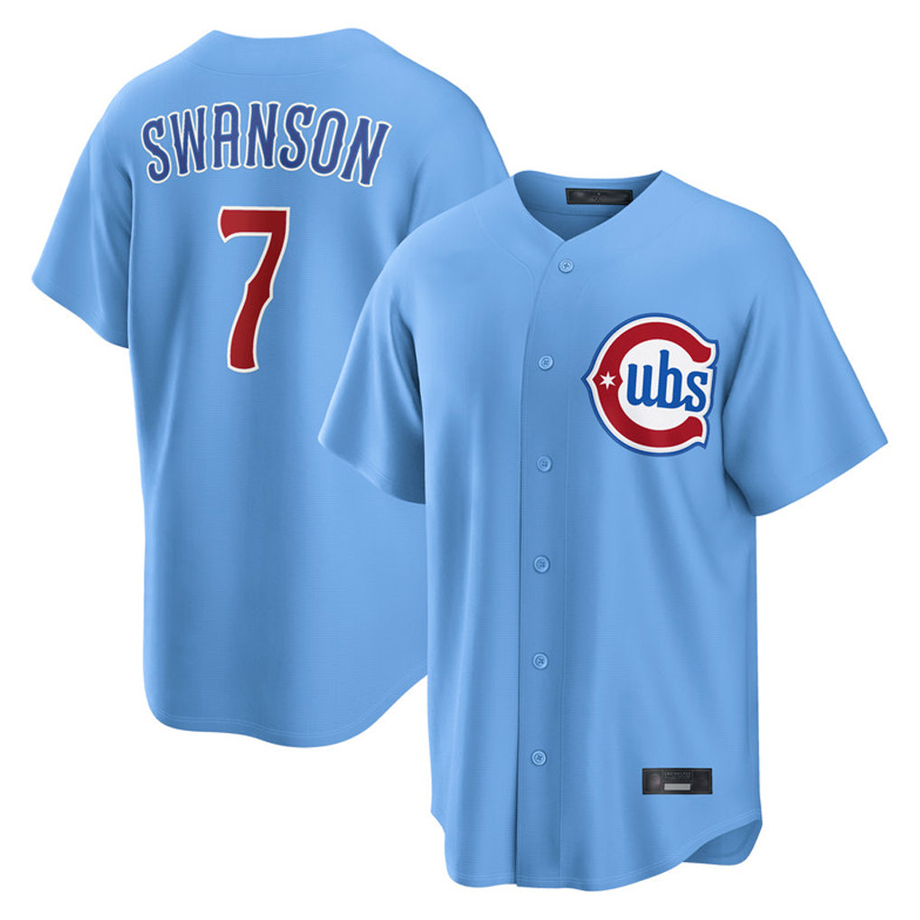 Ndoa C.Cubs #7 Dansby Swanson Player Light Blue Home Game Stitched Jerseys