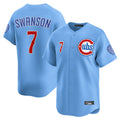 Ndoa C.Cubs #7 Dansby Swanson Player Light Blue Limited Home Stitched Jerseys
