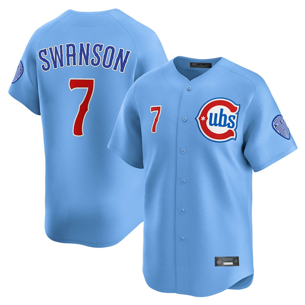 Ndoa C.Cubs #7 Dansby Swanson Player Light Blue Limited Home Stitched Jerseys