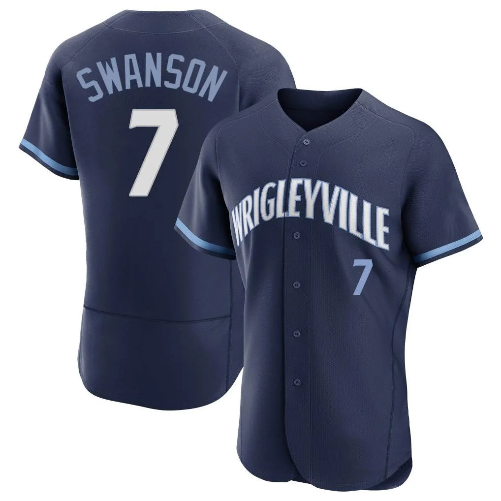 Ndoa C.Cubs #7 Dansby Swanson Player Navy City Connect Limited Elite Home Stitched Jerseys