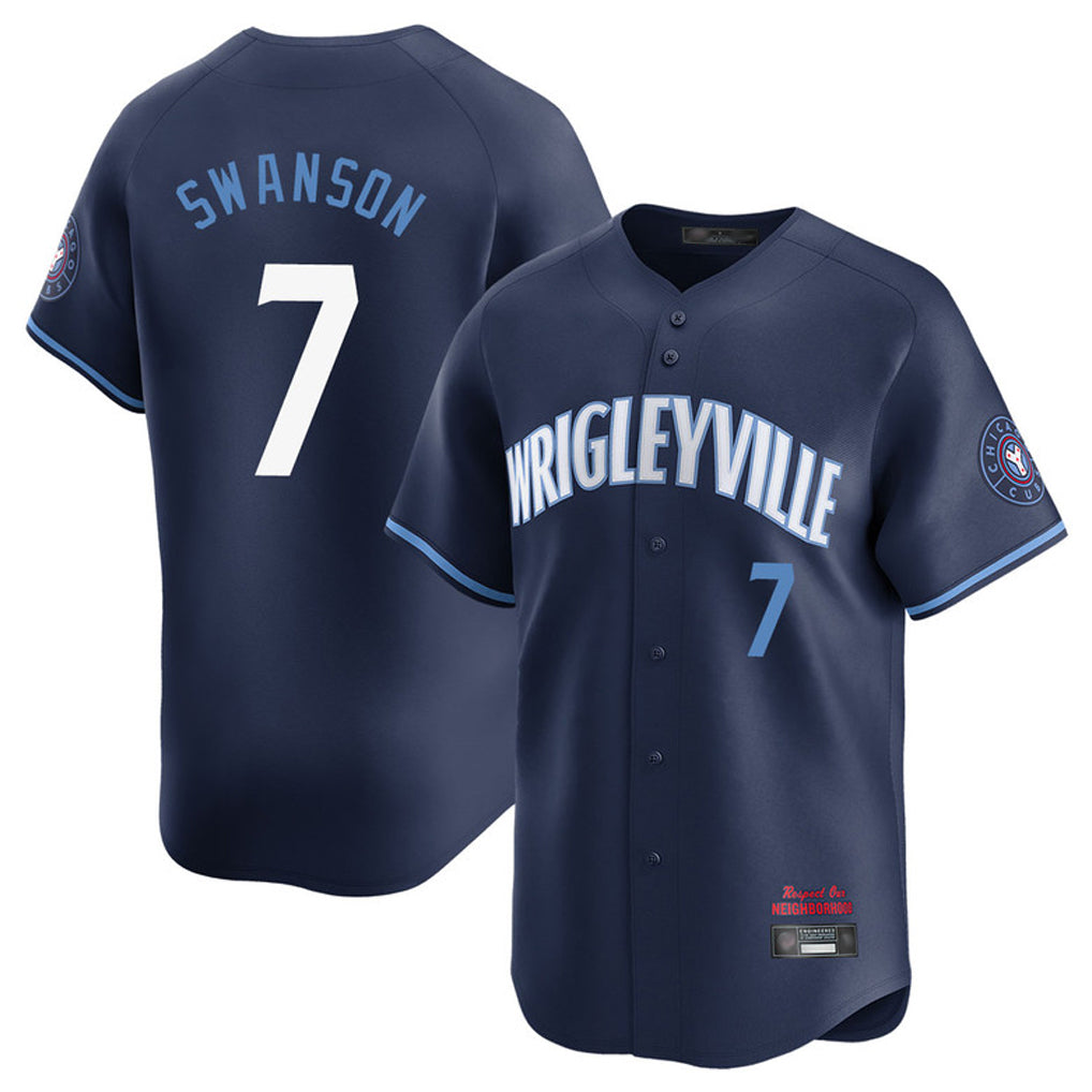Ndoa C.Cubs #7 Dansby Swanson Player Navy City Connect Limited Home Stitched Jerseys