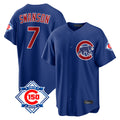 Ndoa C.Cubs #7 Dansby Swanson Player Royal 150th Anniversary Home Game Stitched Jerseys