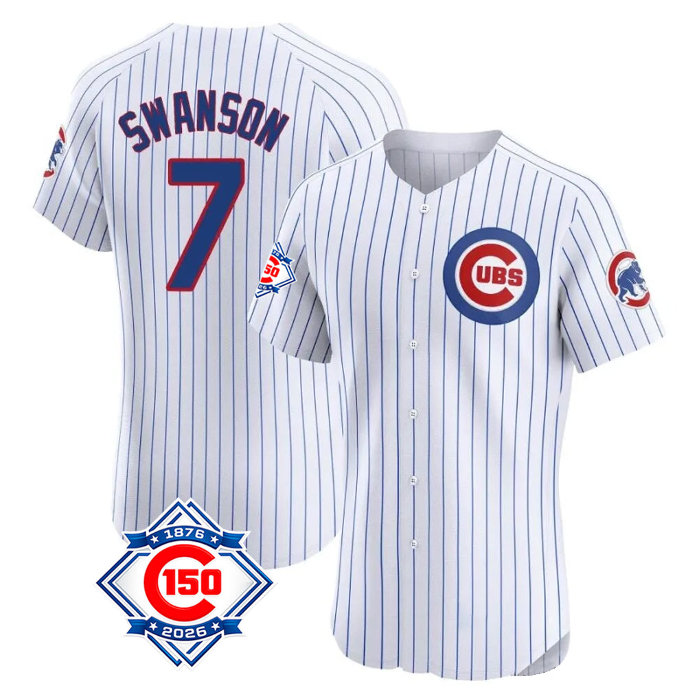 Ndoa C.Cubs #7 Dansby Swanson Player White Limited Elite Home Game Stitched Jerseys