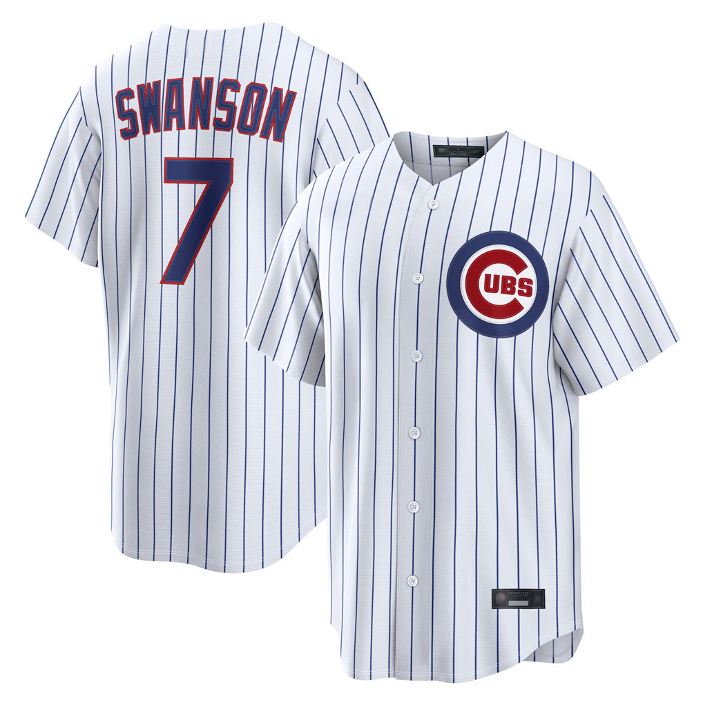 Ndoa C.Cubs #7 Dansby Swanson Player White Game Home Stitched Jerseys