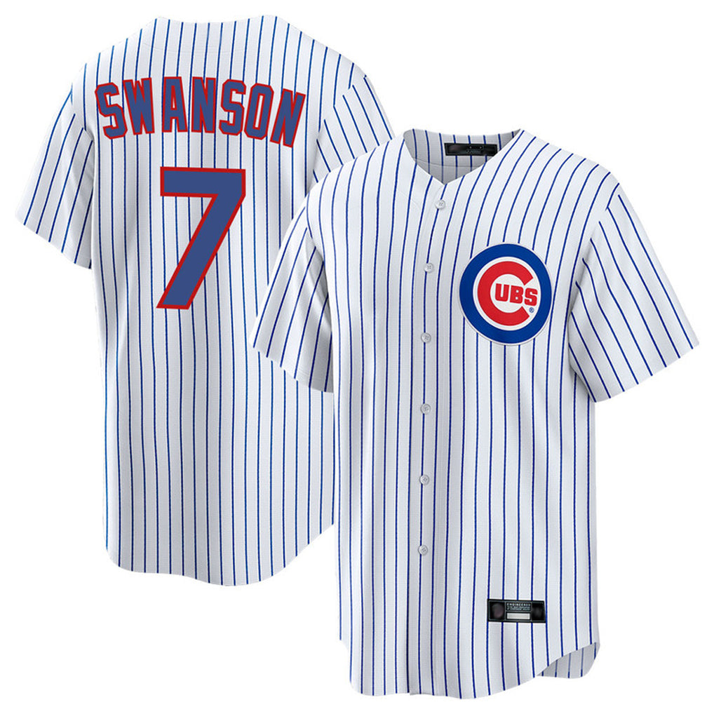 Ndoa C.Cubs #7 Dansby Swanson Player White Home Game Stitched Jerseys