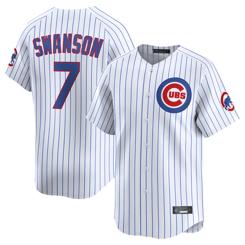 Ndoa C.Cubs #7 Dansby Swanson Player White Limited Home Game Stitched Jerseys