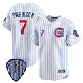 Ndoa C.Cubs #7 Dansby Swanson Player White Pinstripe Vapor Premier Limited Home Stitched Jerseys