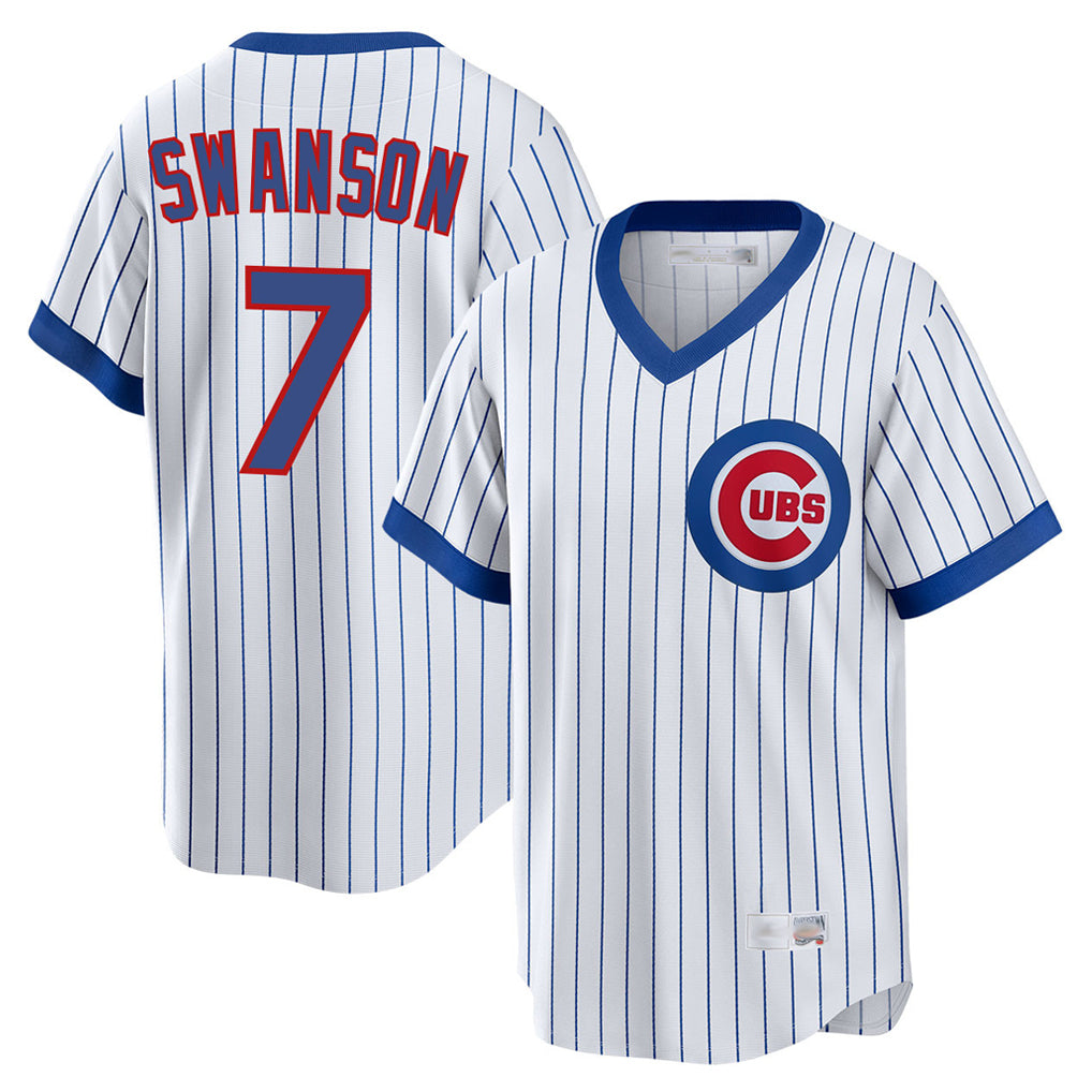 Ndoa C.Cubs #7 Dansby Swanson Player White T-shirt Cooperstown Collection Limited Stitched Jerseys