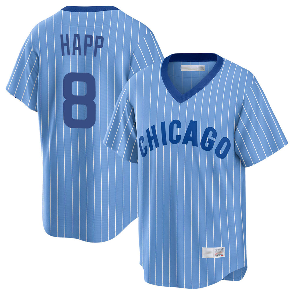 Ndoa C.Cubs #8 Ian Happ Player Blue T-shirt Cooperstown Collection Limited Stitched Jerseys