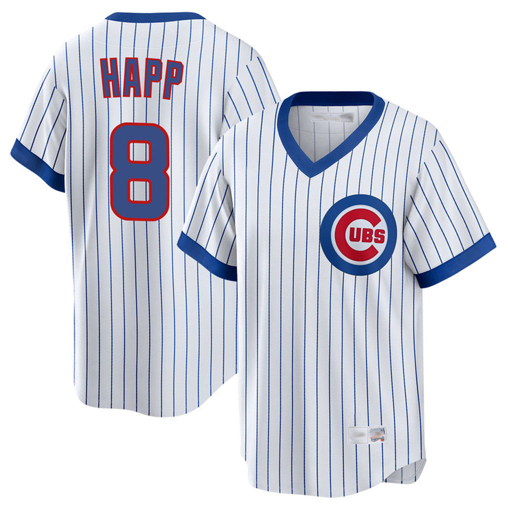 Ndoa C.Cubs #8 Ian Happ Player White T-shirt Cooperstown Collection Limited Stitched Jerseys