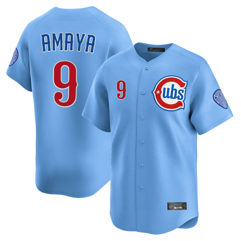 Ndoa C.Cubs #9 Miguel Amaya Player Light Blue Limited Home Stitched Jerseys
