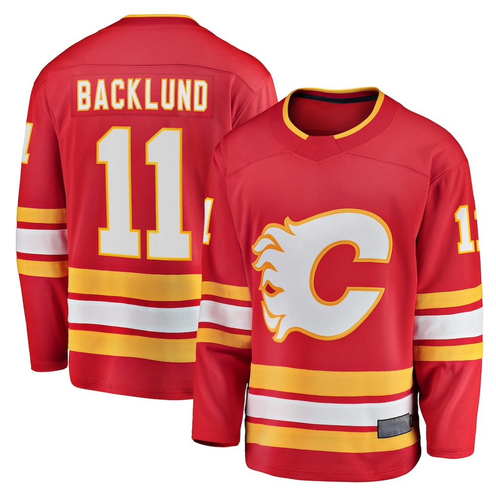 Ndoa C.Flames #11 Mikael Backlund Red Home Breakaway Player Jerseys