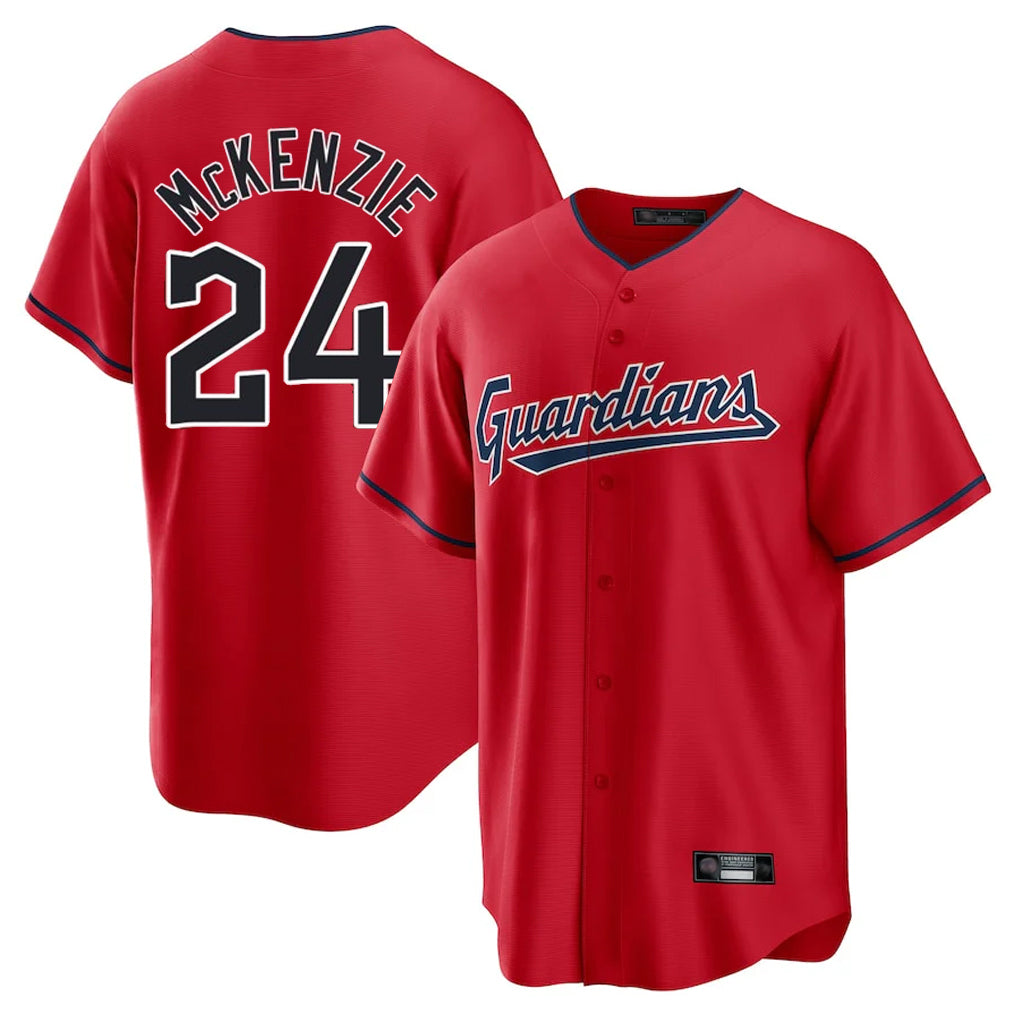 Ndoa C.Guardians #24 Triston McKenzie Player Red Home Game Stitched Jerseys