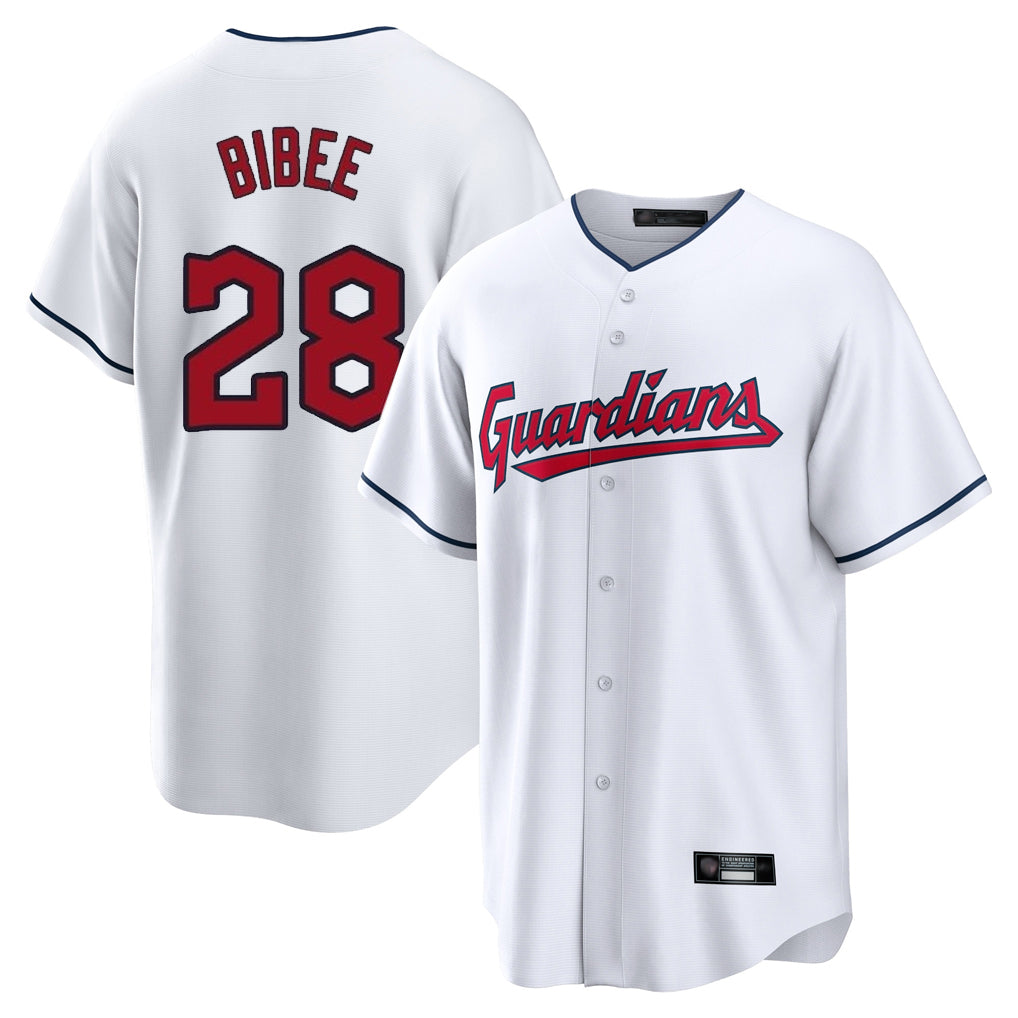 Ndoa C.Guardians #28 Tanner Bibee Player White Home Game Stitched Jerseys