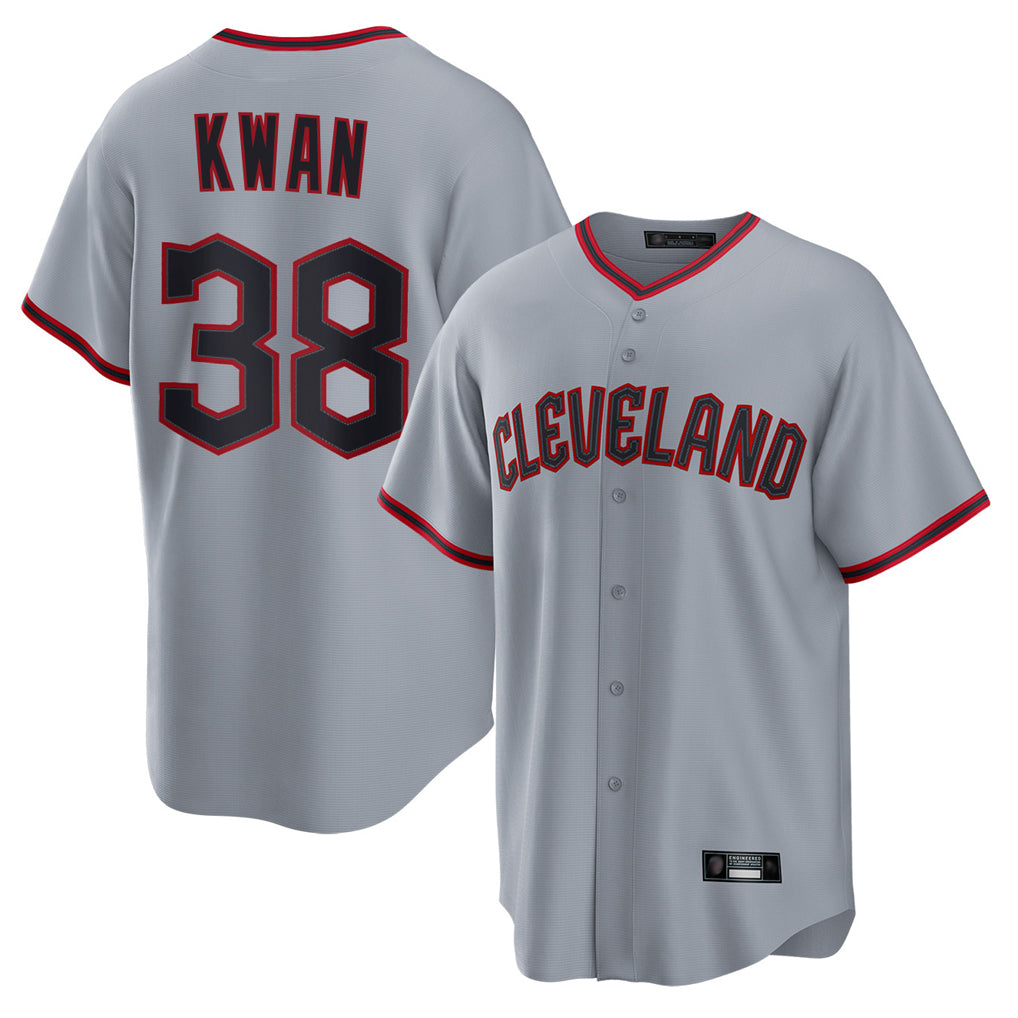 Ndoa C.Guardians #38 Steven Kwan Player Gray Home Game Stitched Jerseys