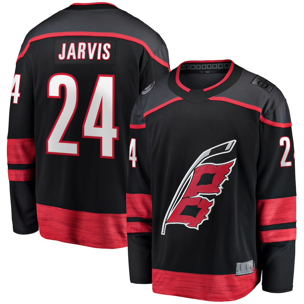 Ndoa C.Hurricanes #24 Seth Jarvis Black Home Breakaway Stitched Jerseys