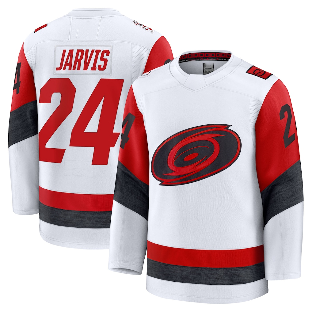 Ndoa C.Hurricanes #24 Seth Jarvis White Away Premium Stitched Jerseys