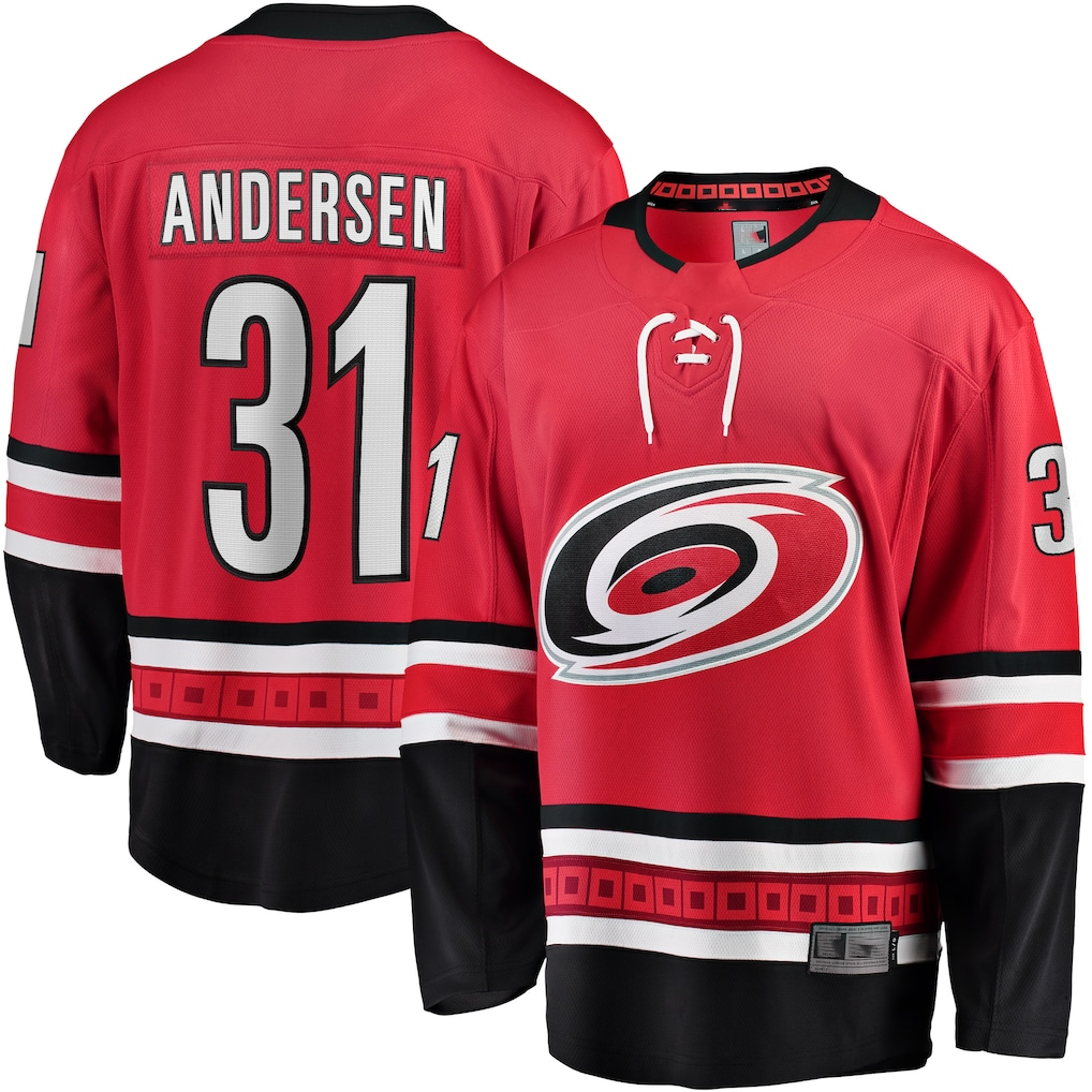 Ndoa C.Hurricanes #31 Frederik Andersen Red Alternate Breakaway Player Stitched Jerseys
