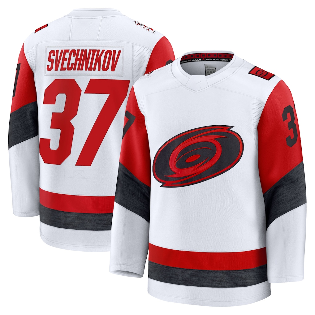 Ndoa C.Hurricanes #37 Andrei Svechnikov White Away Premium Stitched Jerseys
