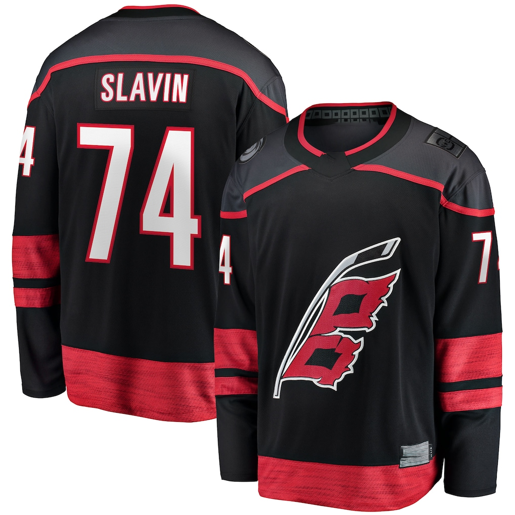 Ndoa C.Hurricanes #74 Jaccob Slavin Black Home Breakaway Player Stitched Jerseys