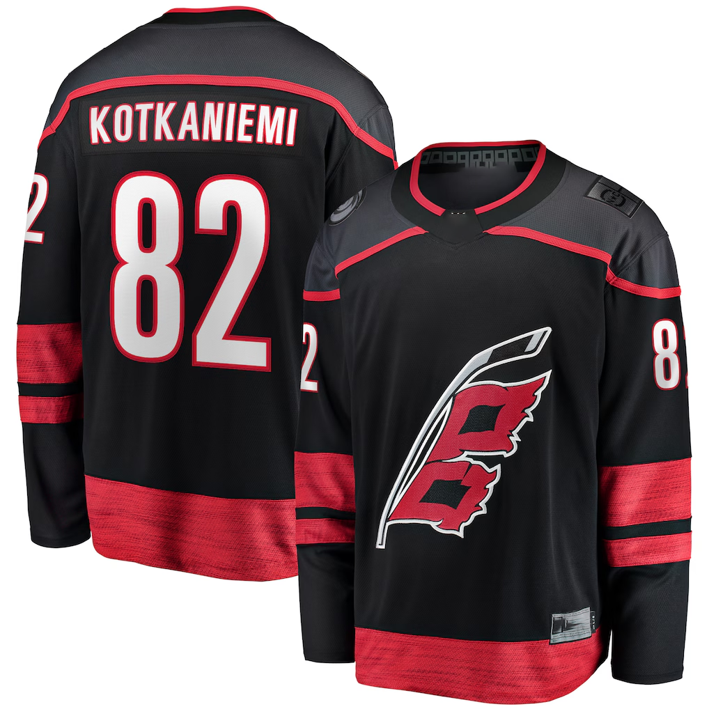 Ndoa C.Hurricanes #82 Jesperi Kotkaniemi Black Home Breakaway Player Stitched Jerseys