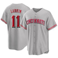 Ndoa C.Reds #11 Barry Larkin Player Gray Home Game Stitched Jerseys