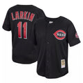 Ndoa C.Reds #11 Barry Larkin Player Mitchell & Ness Black Throwback Cooperstown Mesh Game Stitched Jerseys