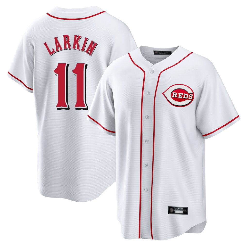 Ndoa C.Reds #11 Barry Larkin Player White Game Home Stitched Jerseys