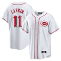 Ndoa C.Reds #11 Barry Larkin Player White Game Home Stitched Jerseys