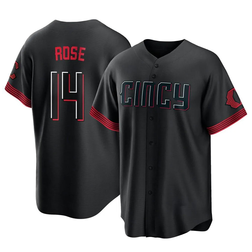 Ndoa C.Reds #14 Pete Rose Player Black City Connect Home Game Stitched Jerseys