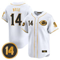 Ndoa C.Reds #14 Pete Rose Player White-Gold Vapor Premier Limited Home Stitched Jerseys