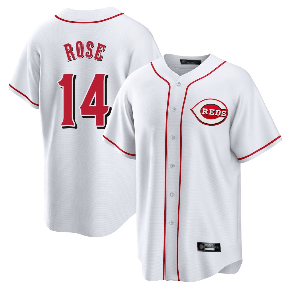 Ndoa C.Reds #14 Pete Rose Player White Game Home Stitched Jerseys