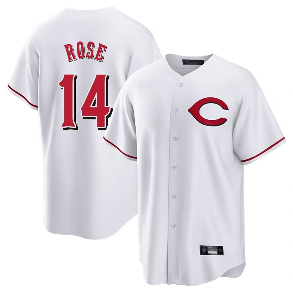 Ndoa C.Reds #14 Pete Rose Player White Home Game Stitched Jerseys