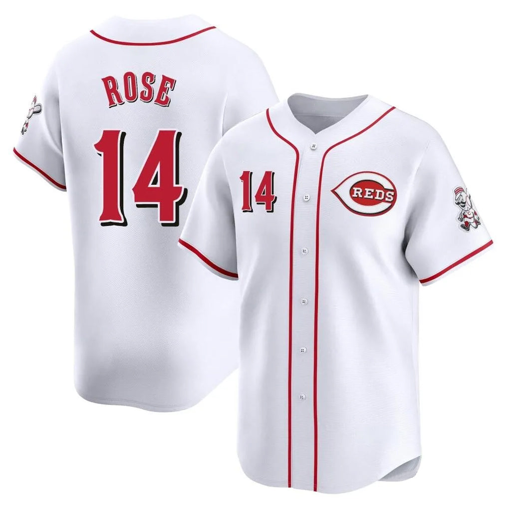 Ndoa C.Reds #14 Pete Rose Player White Home Limited Stitched Jerseys