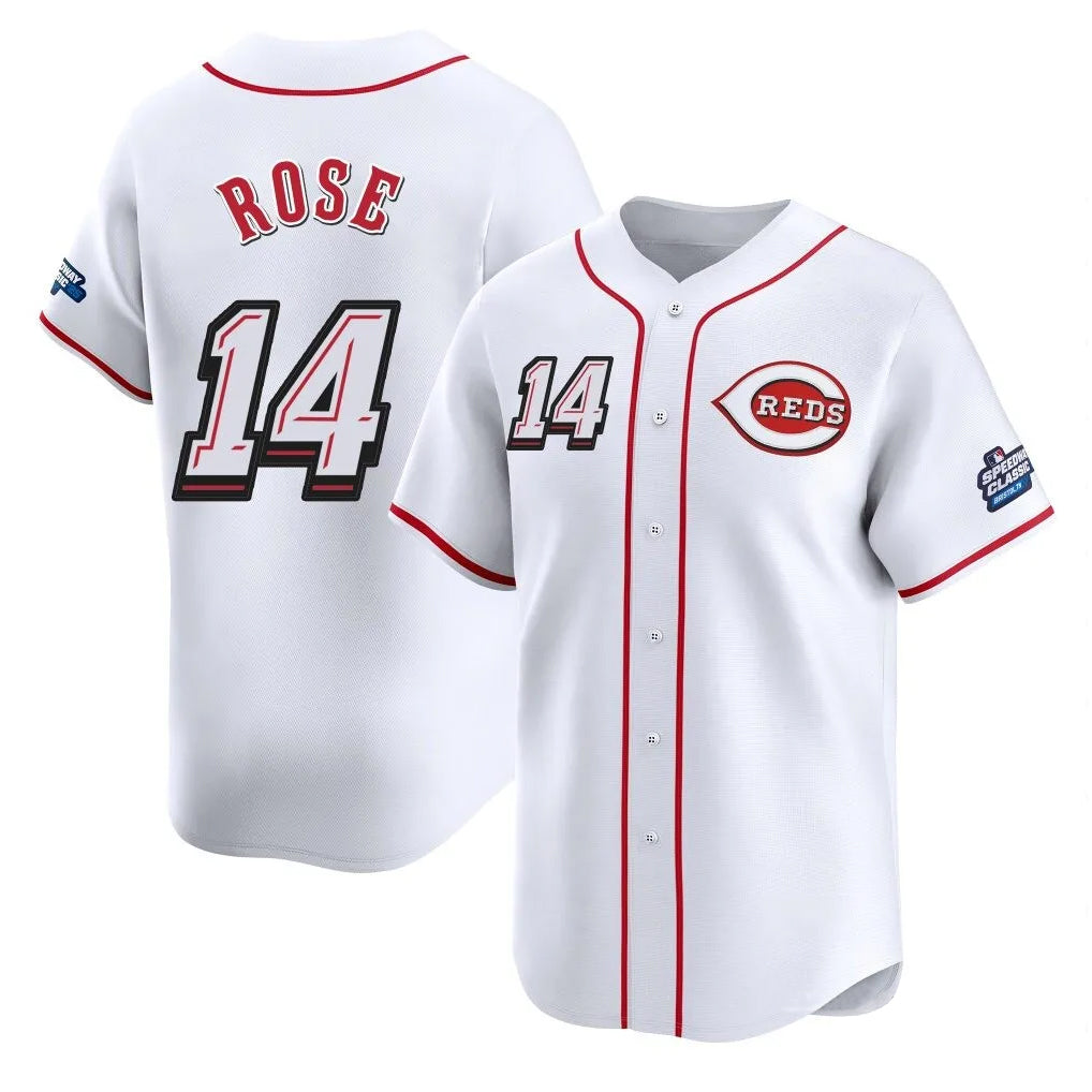 Ndoa C.Reds #14 Pete Rose Player White Speedway Classic Home Limited Stitched Jerseys