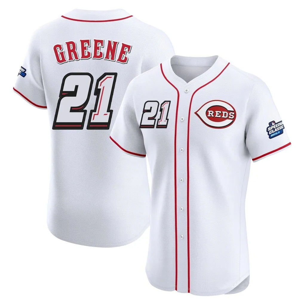 Ndoa C.Reds #21 Hunter Greene Player White Speedway Classic Limited Elite Home Stitched Jerseys