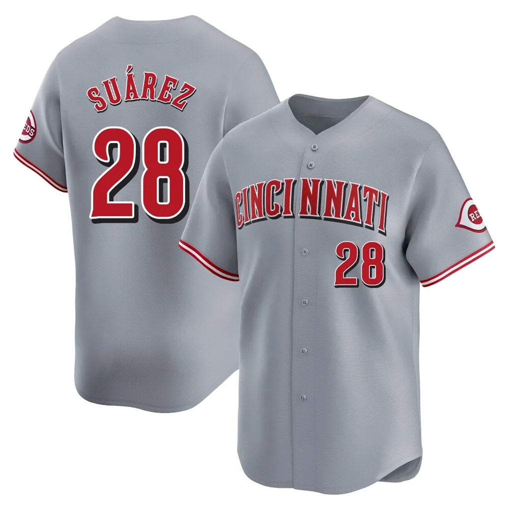 Ndoa C.Reds #28 Eugenio Su¡§¡érez Player Gray Home Limited Stitched Jerseys