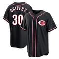 Ndoa C.Reds #30 Ken Griffey Player Black Fashion Out Home Game Stitched Jerseys