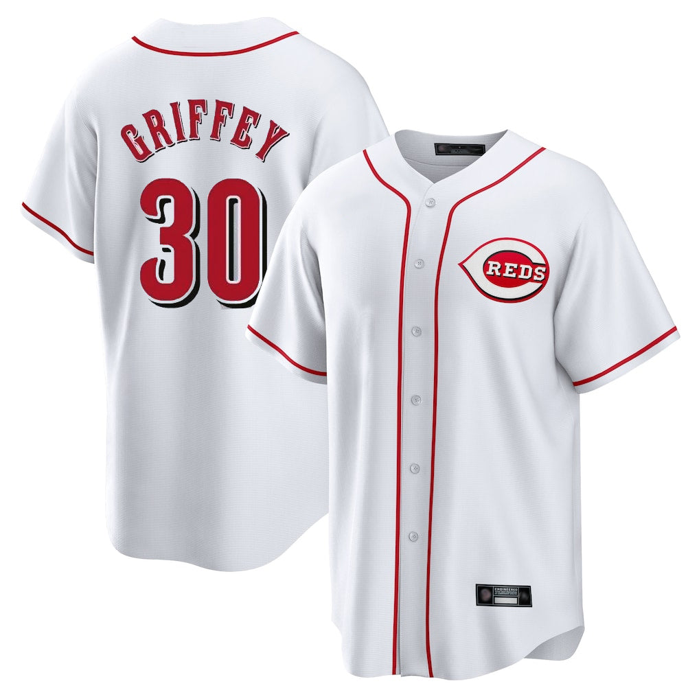 Ndoa C.Reds #30 Ken Griffey Player White Game Home Stitched Jerseys
