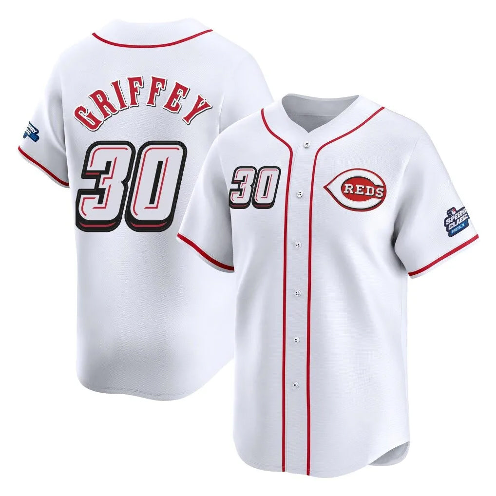 Ndoa C.Reds #30 Ken Griffey Player White Speedway Classic Home Limited Stitched Jerseys