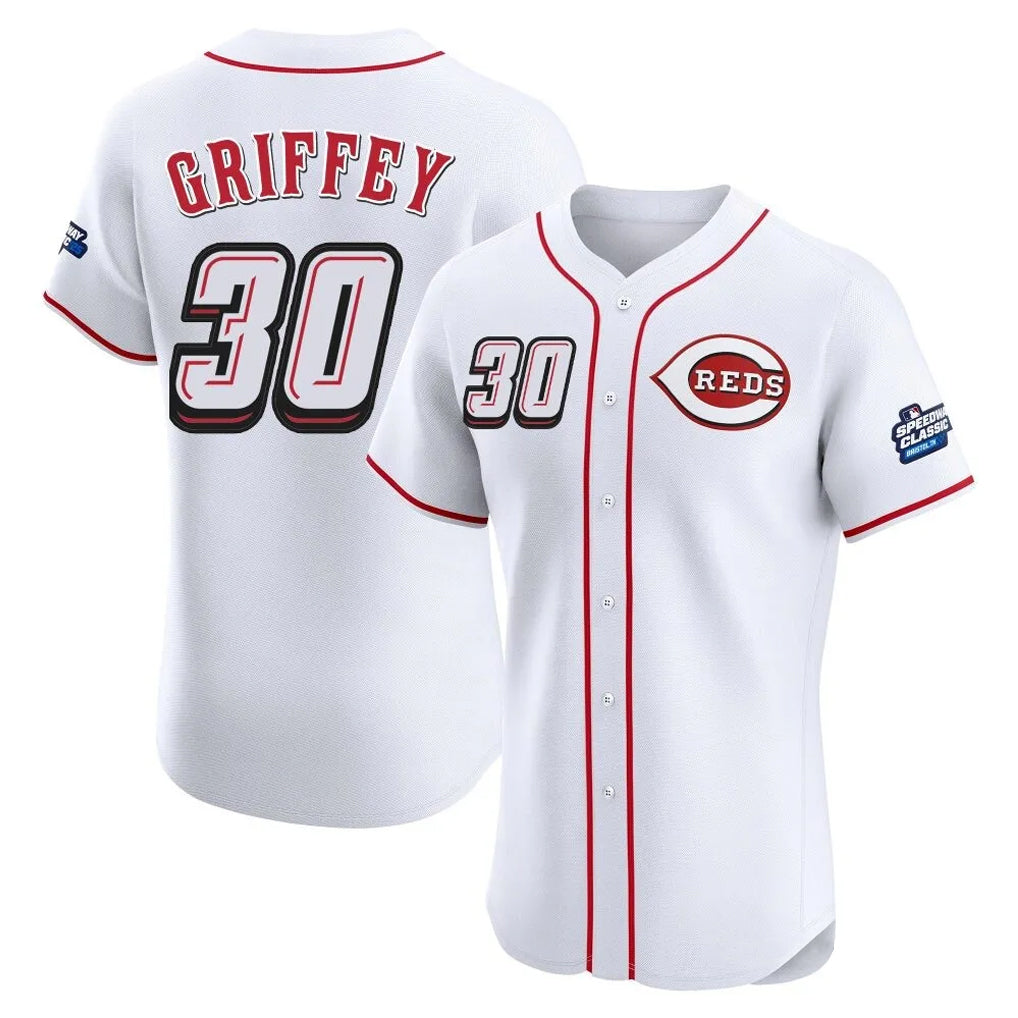 Ndoa C.Reds #30 Ken Griffey Player White Speedway Classic Limited Elite Home Stitched Jerseys