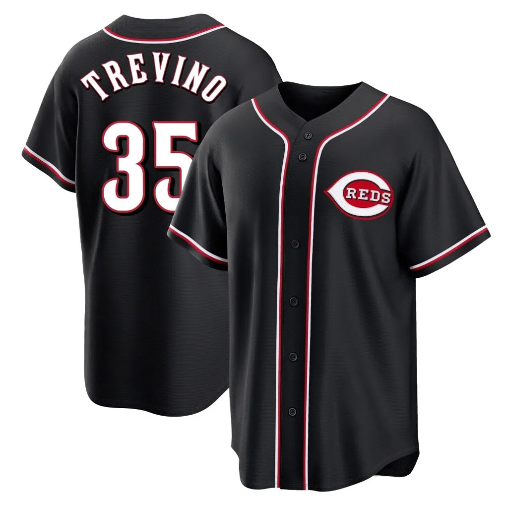 Ndoa C.Reds #35 Jose Trevino Player Black Fashion Out Home Game Stitched Jerseys