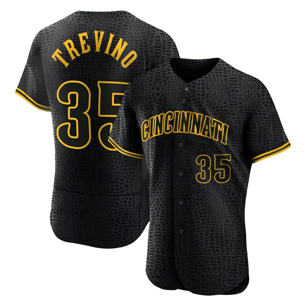 Ndoa C.Reds #35 Jose Trevino Player Black Snake Skin City Limited Elite Home Stitched Jerseys