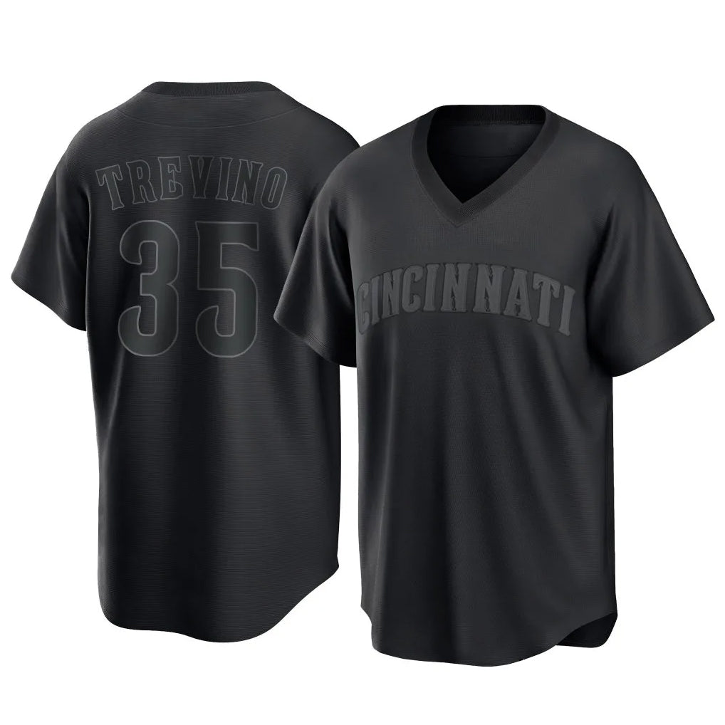 Ndoa C.Reds #35 Jose Trevino Player Black T-shirt Game Home Stitched Jerseys